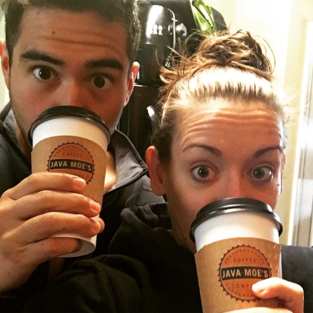 Zach and Steph with Java Moe's coffee