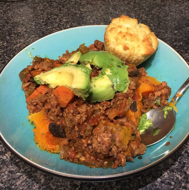 Butternut squash topped with chili