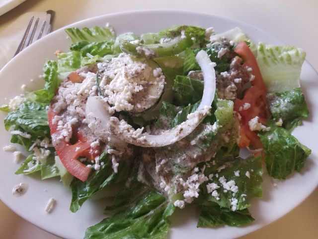 Side salad at Petra Cafe